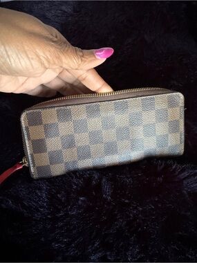 Brown Checkered Zip-Around Women's Wallet